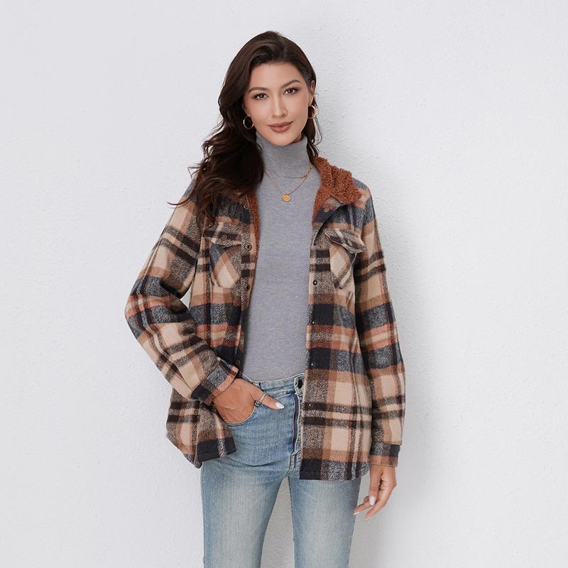 Caitlin | Women’s Plaid Hooded Flannel Jacket