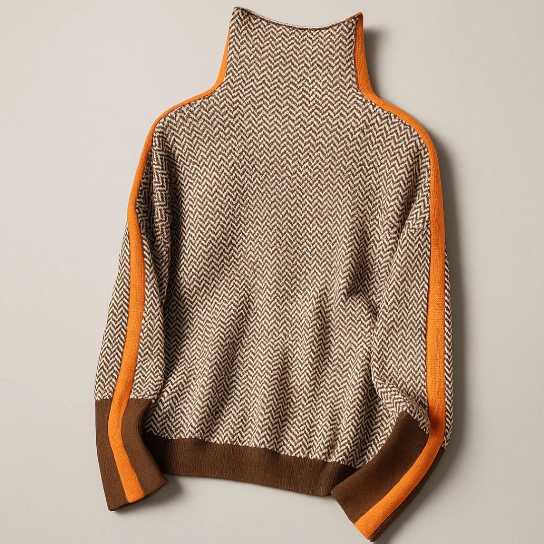 Felicia | Striped Contrast Turtleneck Sweater