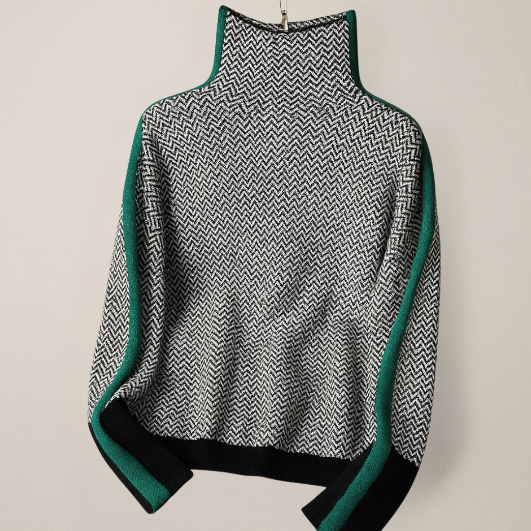 Felicia | Striped Contrast Turtleneck Sweater