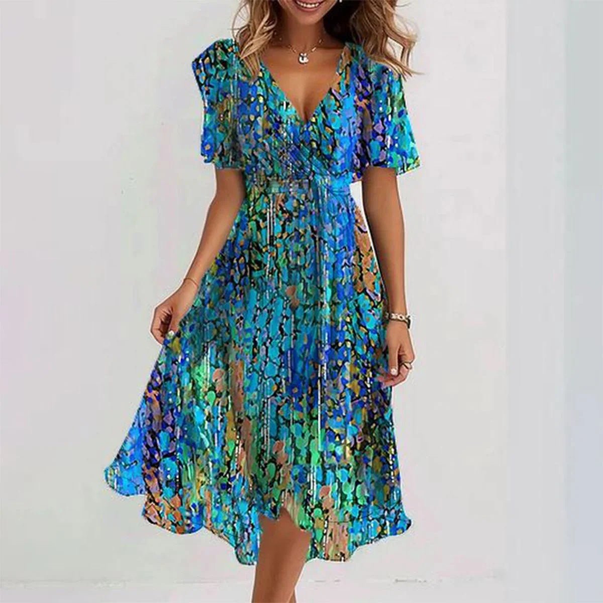 DIMARA Midi Dress | Flutter Sleeves | Lightweight Fabric | Summer Boho Style