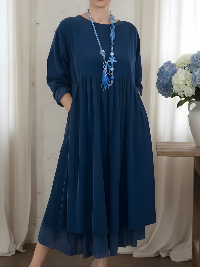 MIA DOUBLE HEM MIDI DRESS