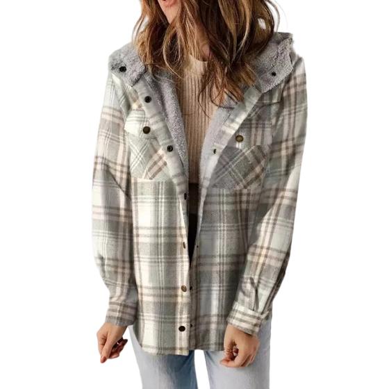 Caitlin | Women’s Plaid Hooded Flannel Jacket