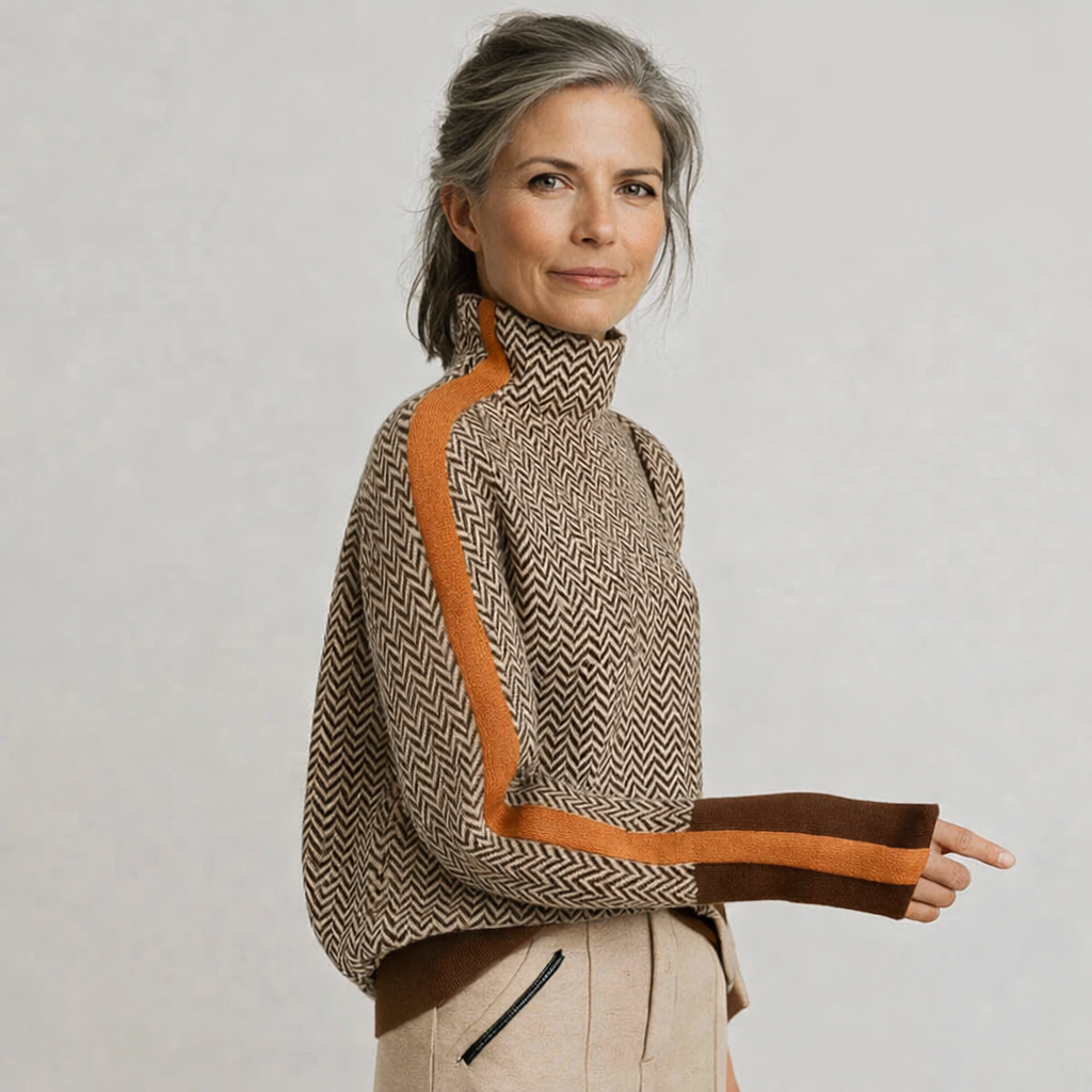 Felicia | Striped Contrast Turtleneck Sweater