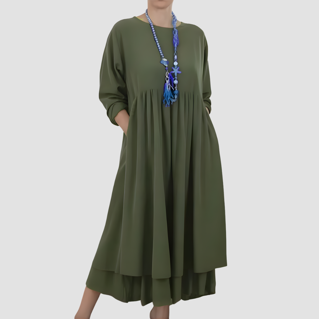 MIA DOUBLE HEM MIDI DRESS