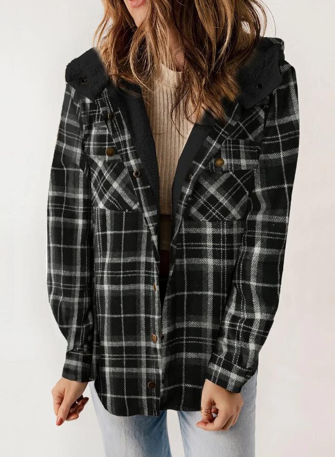Caitlin | Women’s Plaid Hooded Flannel Jacket