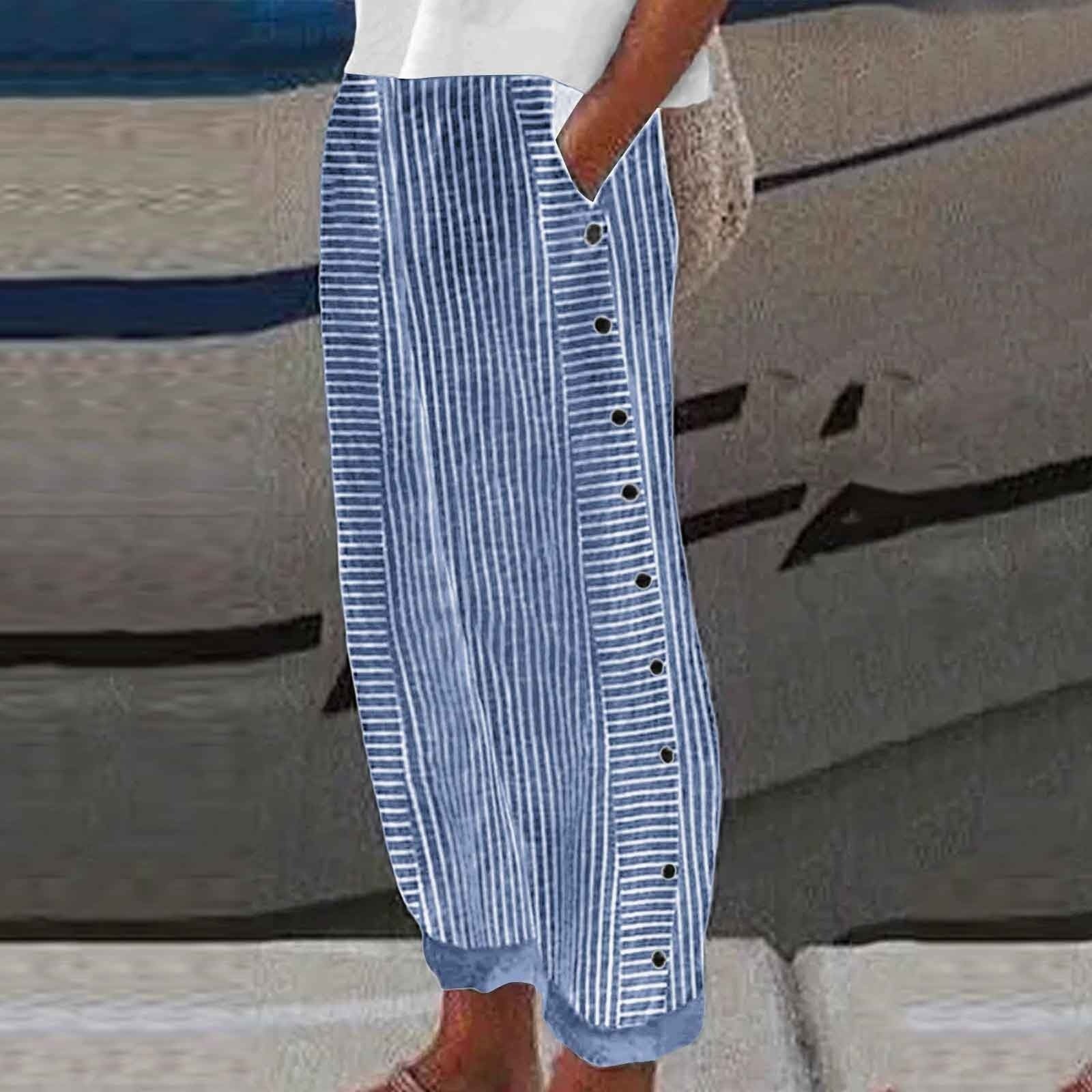 Allison | Striped Button-Accent Pants