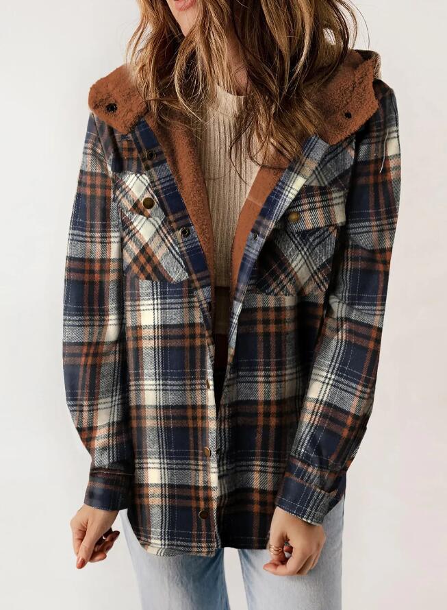 Caitlin | Women’s Plaid Hooded Flannel Jacket