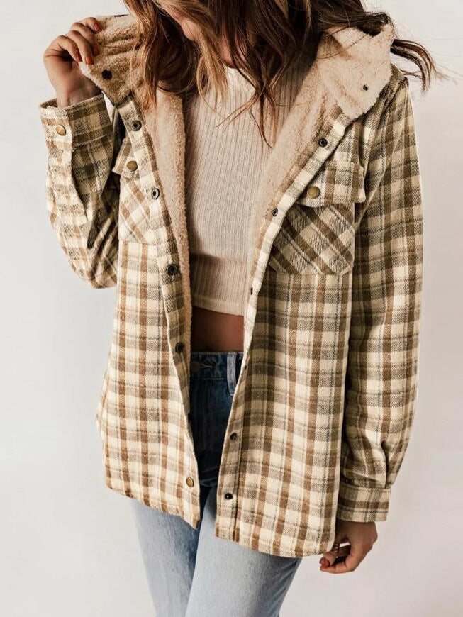Caitlin | Women’s Plaid Hooded Flannel Jacket