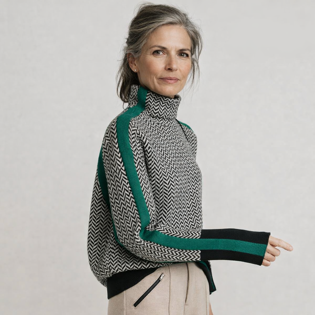 Felicia | Striped Contrast Turtleneck Sweater