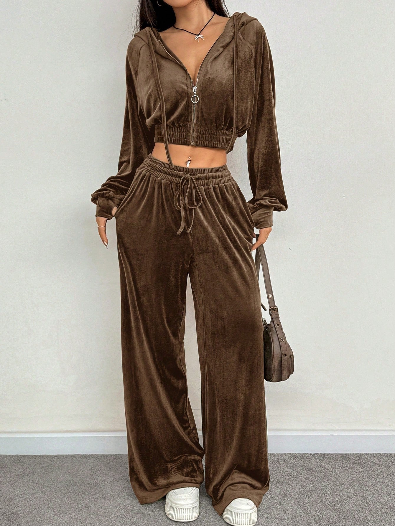 Elmont | Solid Colour Zip-Up Hoodie & Sweatpants Set