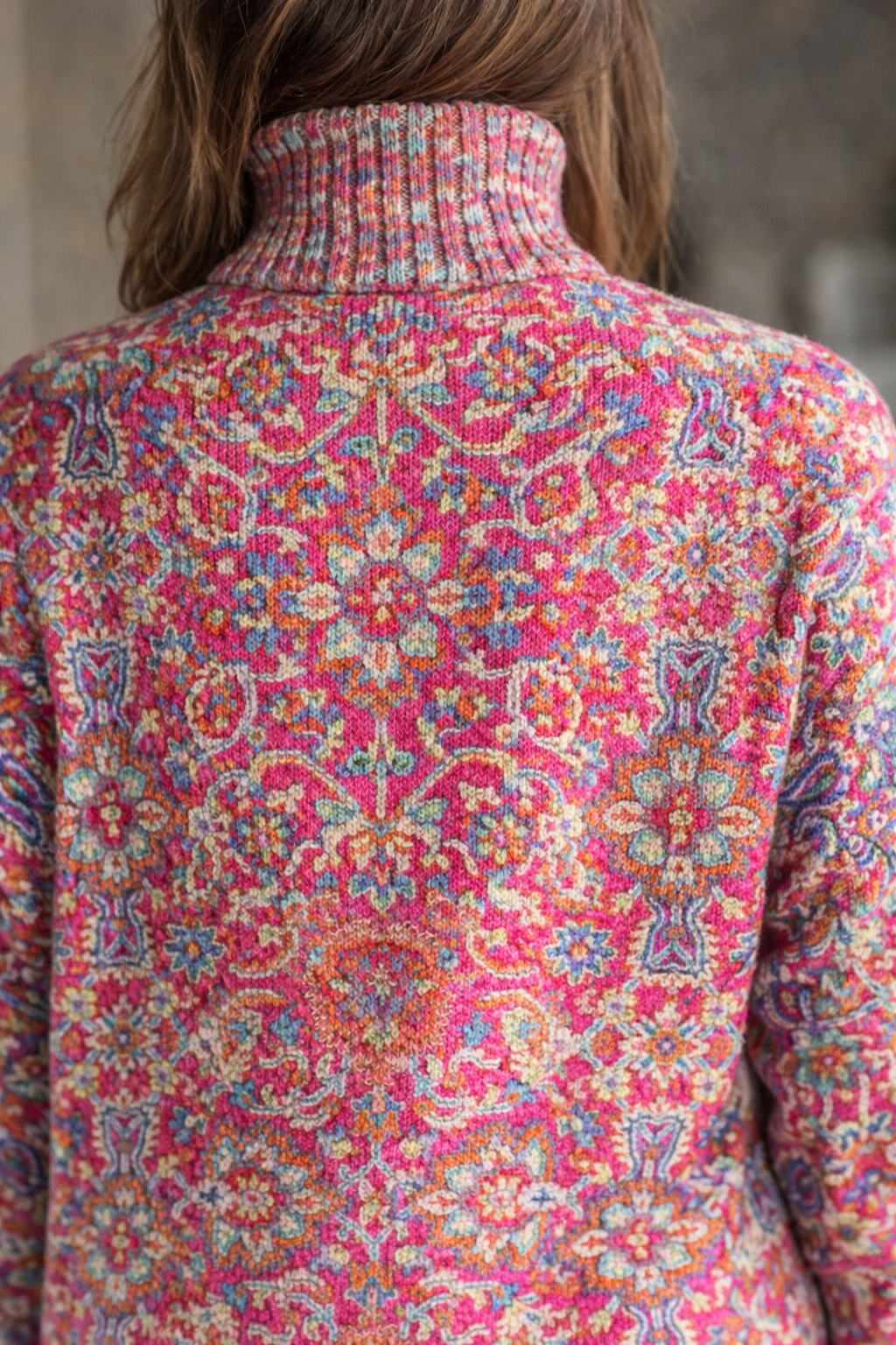 Kennedy | Retro Ethnic Floral Turtleneck